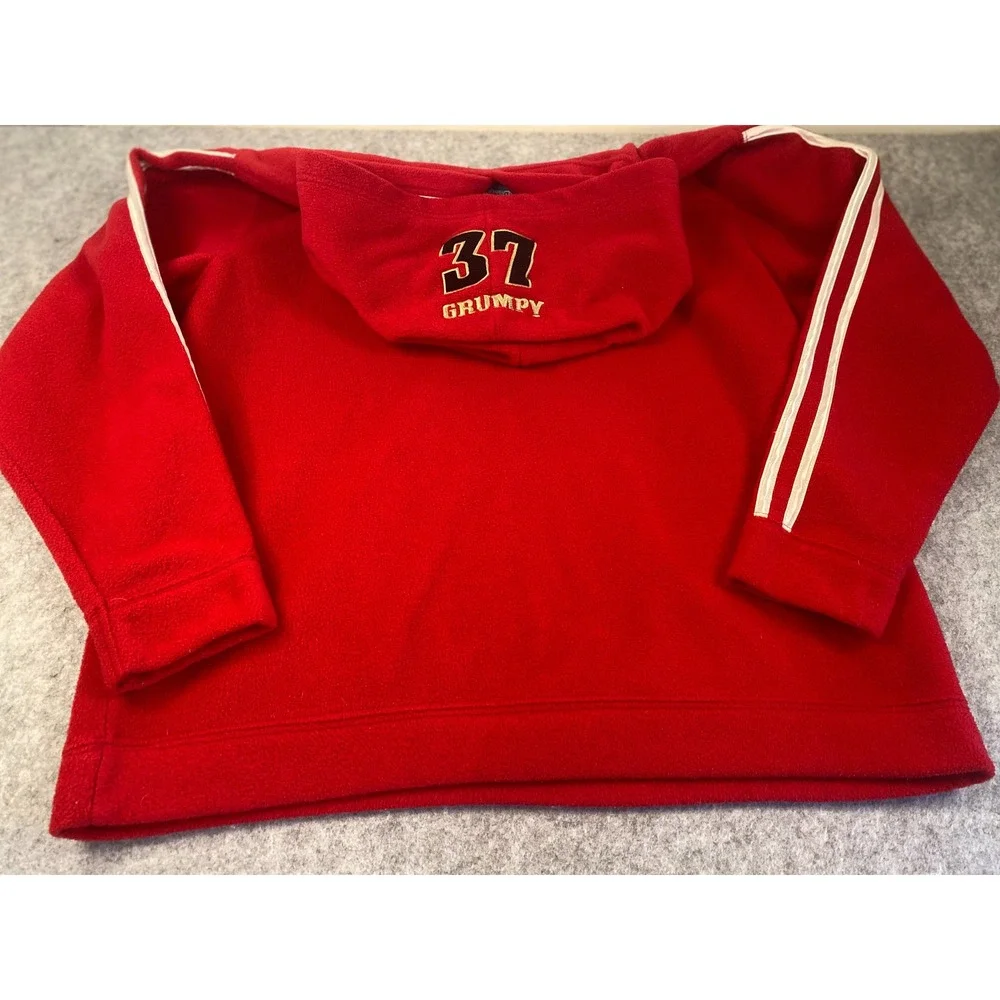 Disney Grumpy Fleece Hoodie‎ Red Unisex Large Snow White Racing Stripes